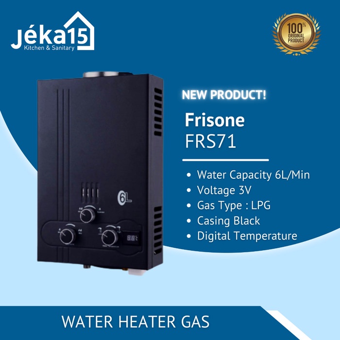 Water Heater Gas Frisone Hitam Water Heater Gas 6 Liter Murah - FRS11 - No LED
