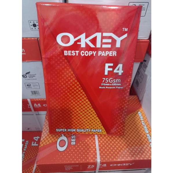 

Kertas HVS merek OKEY/APRIL75gsm F4 dan A4 (F4 215x330mm) (A4 210x297mm) isi 500sheest