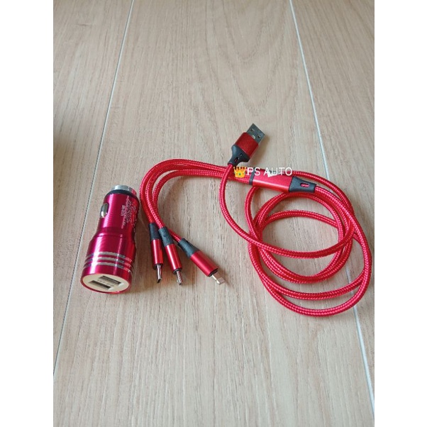 charger hp mobil 3 in 1 / cas hp untuk di mobil