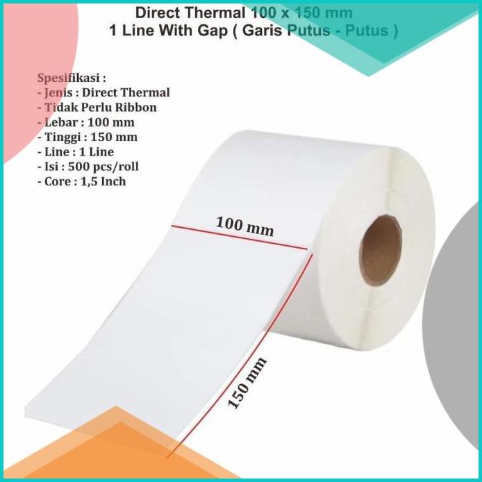 

Kertas Printer Thermal 100x150mm isi 500pcs Label Sticker Barcode 20JVLZ3 parts