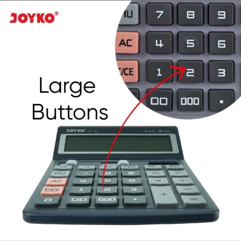 

Joyko Cc31 Che Ulang 16 Digit Desktop Calculator - Big Lcd Kalkulator Cc 31