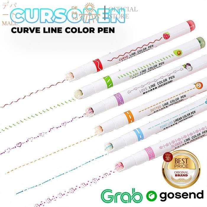 

Cursopen - 6Pcs Color Liner Pensil Pen Pena Garis Rol Warna Bermotif Terbaru