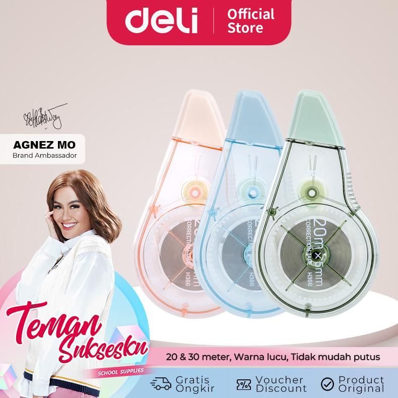 

Deli Correction Tape / Tip Ex Kertas / Pita Koreksi 20 30 Meter Warna Pastel Tidak Mudah Terputus EH36X