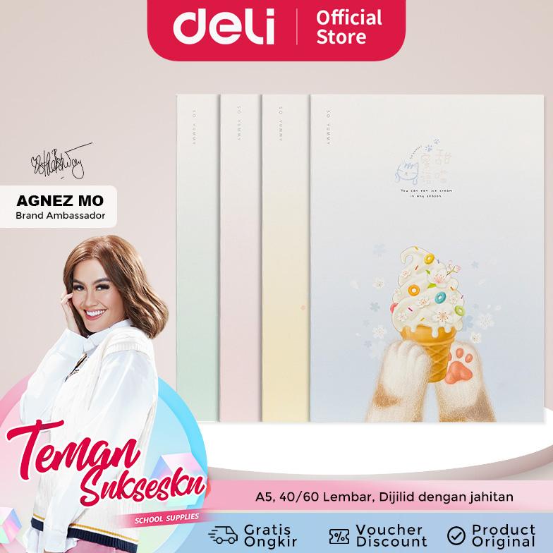 

Deli Suture Notebook A5 40/60 Lembar, dijilid dengan jahitan sederhana FA5X0