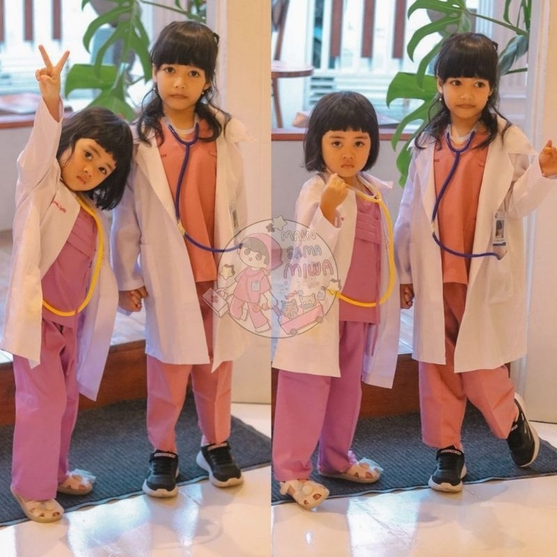 Baju Kostum Jas Dokter Anak (Snelli) Jas Lab Putih Anak Jas Dokter Kecil