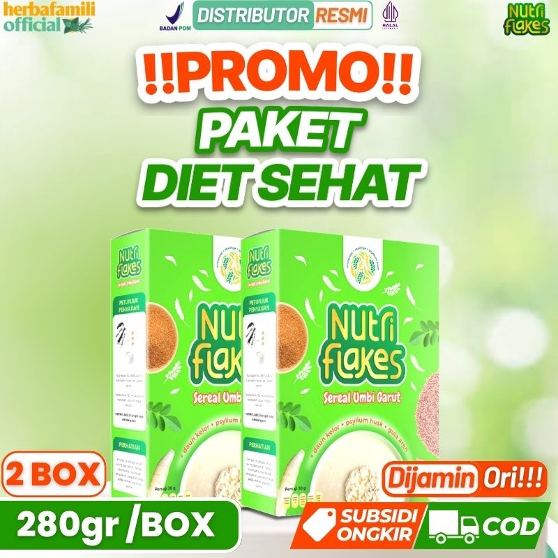

PROMO 2 BOX NUTRIFLAKES ORIGINAL 100% 2 BOX | Produk Ori Sereal Umbi Garut Penuh Serat Atasi Masalah Asam Lambung Gerd Maag NUTRIFLAKES NUTRI FLAKES