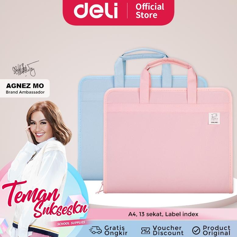 

Deli File Folder Document Bag Tas Dokumen File A4 Warna Pink Biru 13 Sekat 72561