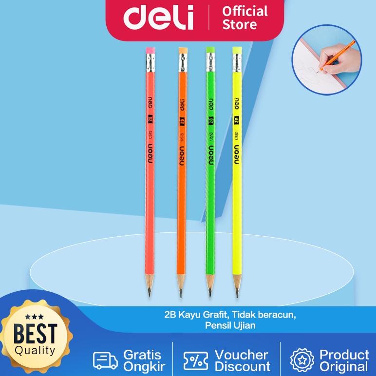 

Deli Pensil Kayu 2B Mudah diraut dengan penghapus bebas racun EU51800