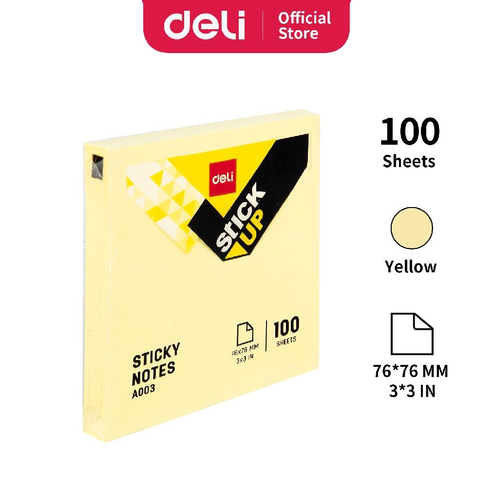 

Deli Memo tempel Sticky Notes 76x76mm 3"x 3" 100sheets Warna Kuning perekat kuat tahan lama EA00353