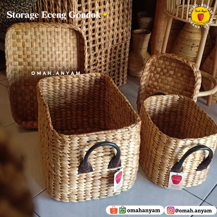 Promo Keranjang Anyaman Tutup/Box Anyam/Kotak Anyaman Eceng Gondok/Hampers