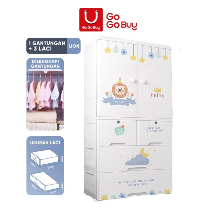 Promo Gogobuy Lemari Plastik Anak / C86/C89 Lemari Baju Bayi / Laci Susun