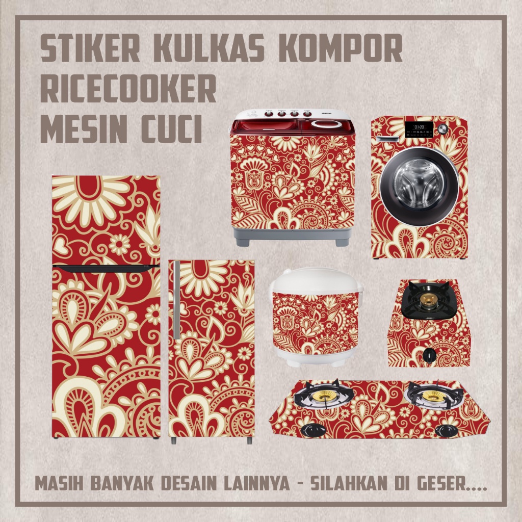 Sticker Rice cooker ukuran kecil besar Stiker Mesin cuci Stiker Kulkas 1& 2 pintu Stiker Kompor