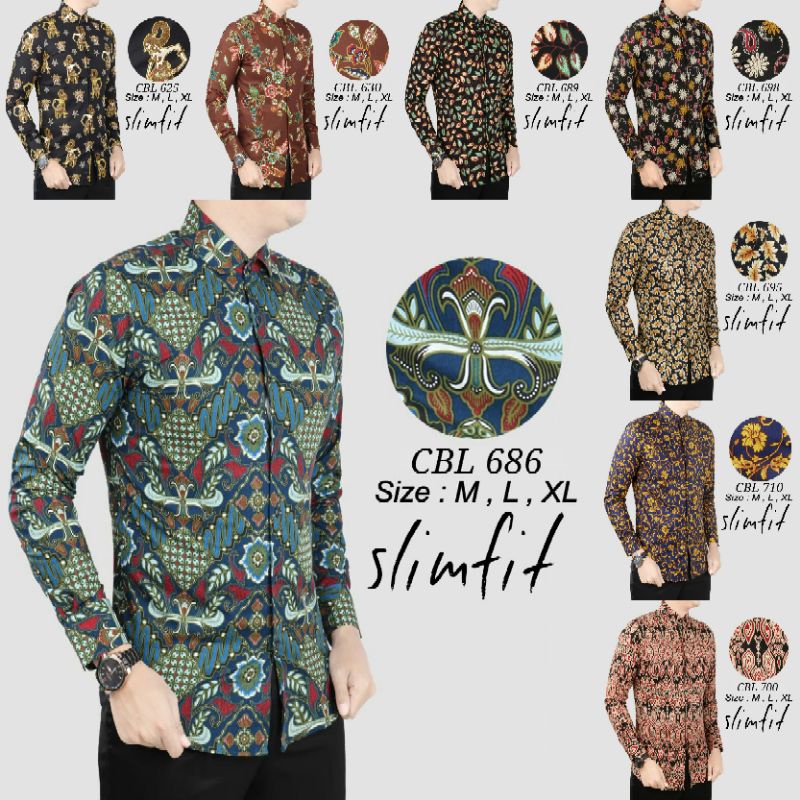 Colin Dion Kemeja Batik Slimfit Pria Lengan Panjang bisa COD