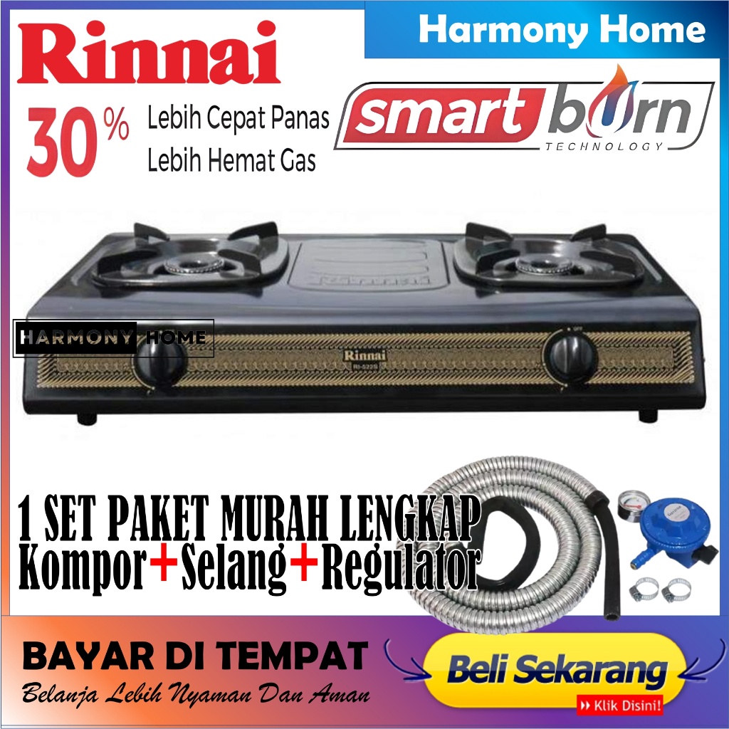 Kompor Gas Rinnai 2 Tungku Ri522S / Kompor 2 Tungku / Kompor Rinnai 2 Tungku / Kompor Rinai 2 Tungku