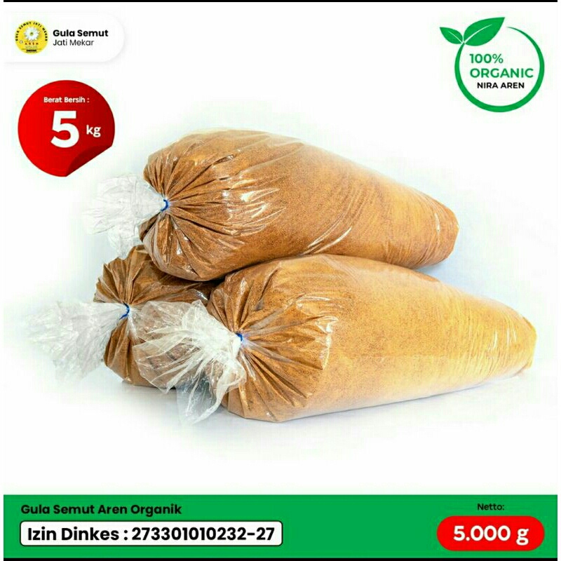

5 Kg Gula Semut Aren 5000Grm / 5 Kg Gula Aren Bubuk Organik Gula Semut Palm Sugar Grade A+ Export