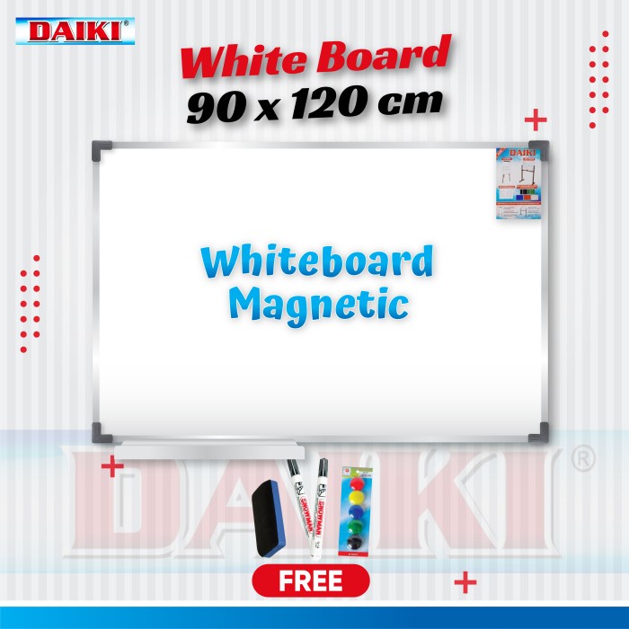 

Whiteboard / Papan Tulis Magnetic Daiki Uk 90X120 Cm Berkualitas