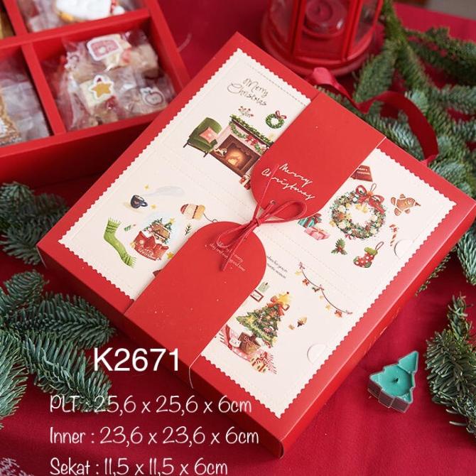 

$+$+$+$+] Kotak Natal K2671 dus sekat Cookies Nastar Christmas Box