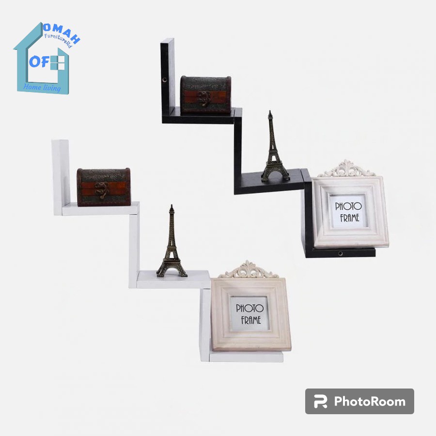 Rak Dinding Minimalis | Rak Bentuk W | Rak Buku Dinding | Rak gantung | Rak Buku Gantung