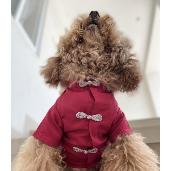 siap kirim] Baju anjing jantan imlek red qipao
