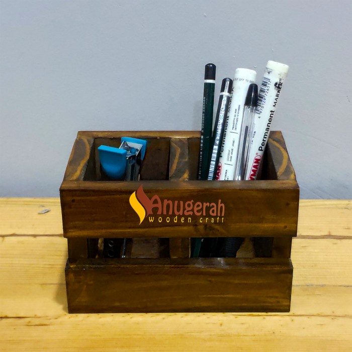 

Pencil Stationery Holder Organizer Tempat Alat Tulis Kerja Kantor Kayu