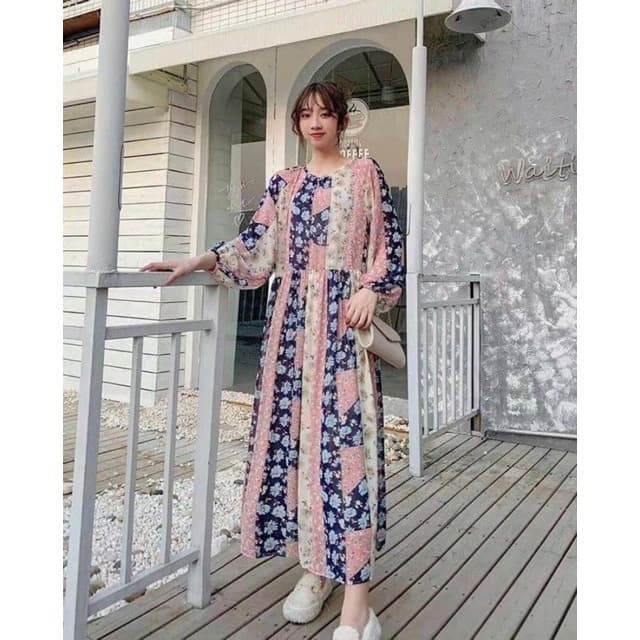 long dress maxi wanita import / colorful summer dress pantai hijab