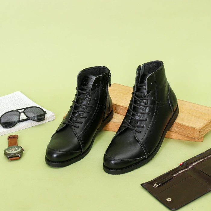 SEPATU BOOT PRIA RESLETING ZIPPER SEPATU BOOT KULIT PRIA FLAVIO BOSTON ORIGINAL