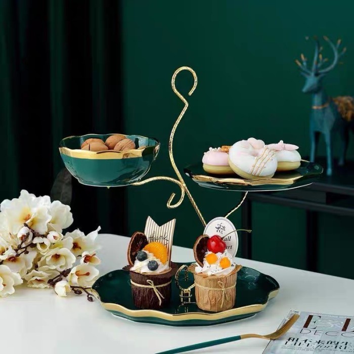 Promo Tier Cake 3 Layer / Tempat Kue 3 Susun Bahan Keramik / Snack Tray Cake