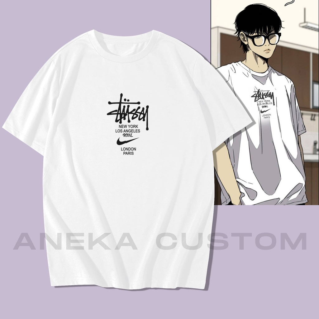 Baju Kaos Jay Jo Windbreaker Oversize / T-Shirt Jay Jo Humng D Crew Stussy Oversize