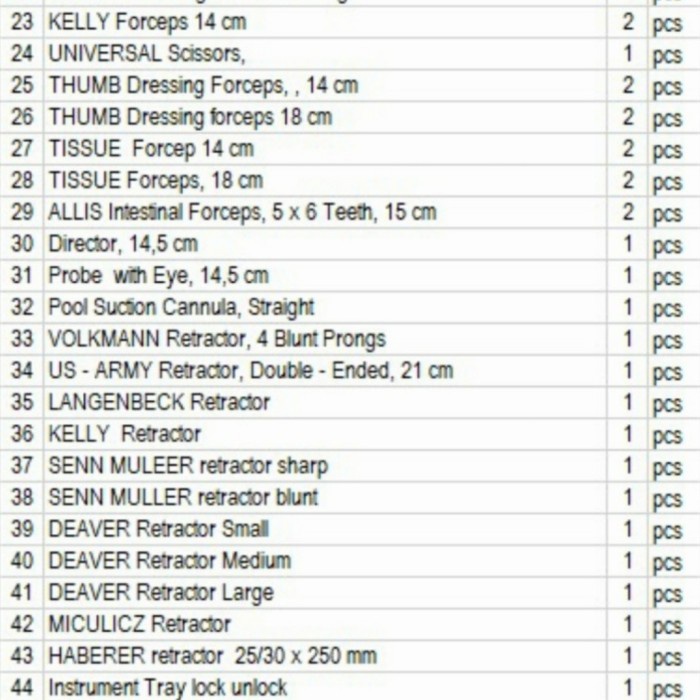 Major Surgery Instrument Set/Alat Bedah Mayor Set -Tatasie