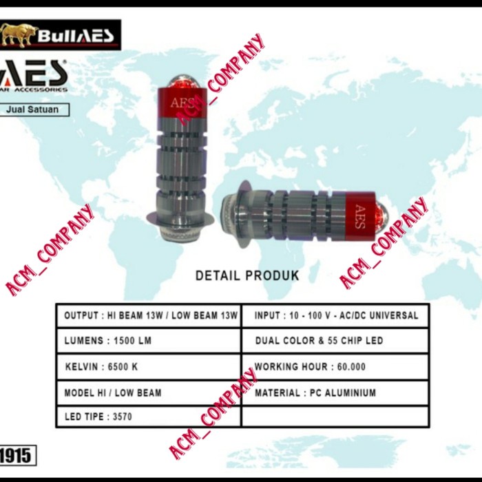 Cod - Bohlam Lampu Led Depan H6 Laser 2Warna Putih Kuning 26Watt Mrek Aes Kode 010