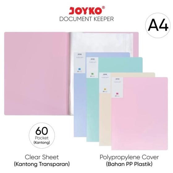 

Baru Joyko Dokumen Keeper / Clear Holder DK-E60A4 A4 60 Sheet Pastel Color