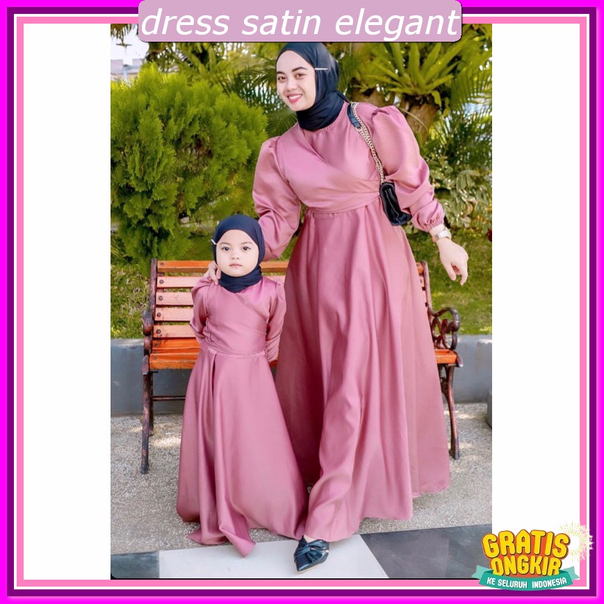 Long Dress Korean Style Hijab Drees Kekinian 2023 Dress Satin Kondangan Bridesmaid Dreas Brismid Ter