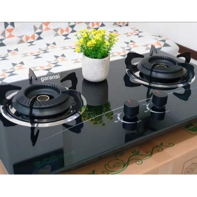 ```````] Kompor Gas Tanam Kaca 2 Tungku Api Biru Eco Cook EC2 - 21