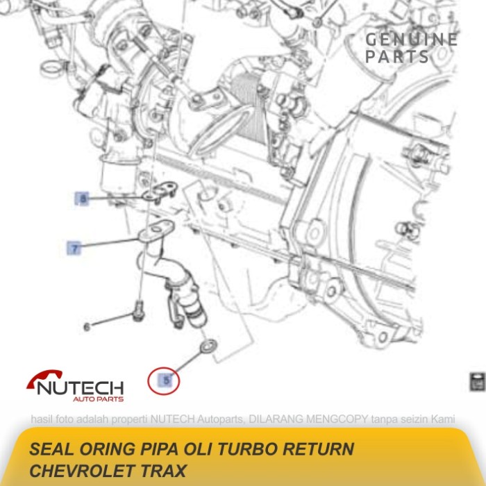 Seal Oring Pipa Oli Turbo Oli Return Balik Chevrolet Trax Ori Gm Best Deal