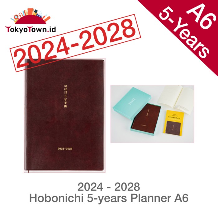 

HOBONICHI TECHO 5-YEAR DIARY A6 2024-2028 JOURNAL PLANNER TOMOE RIVER