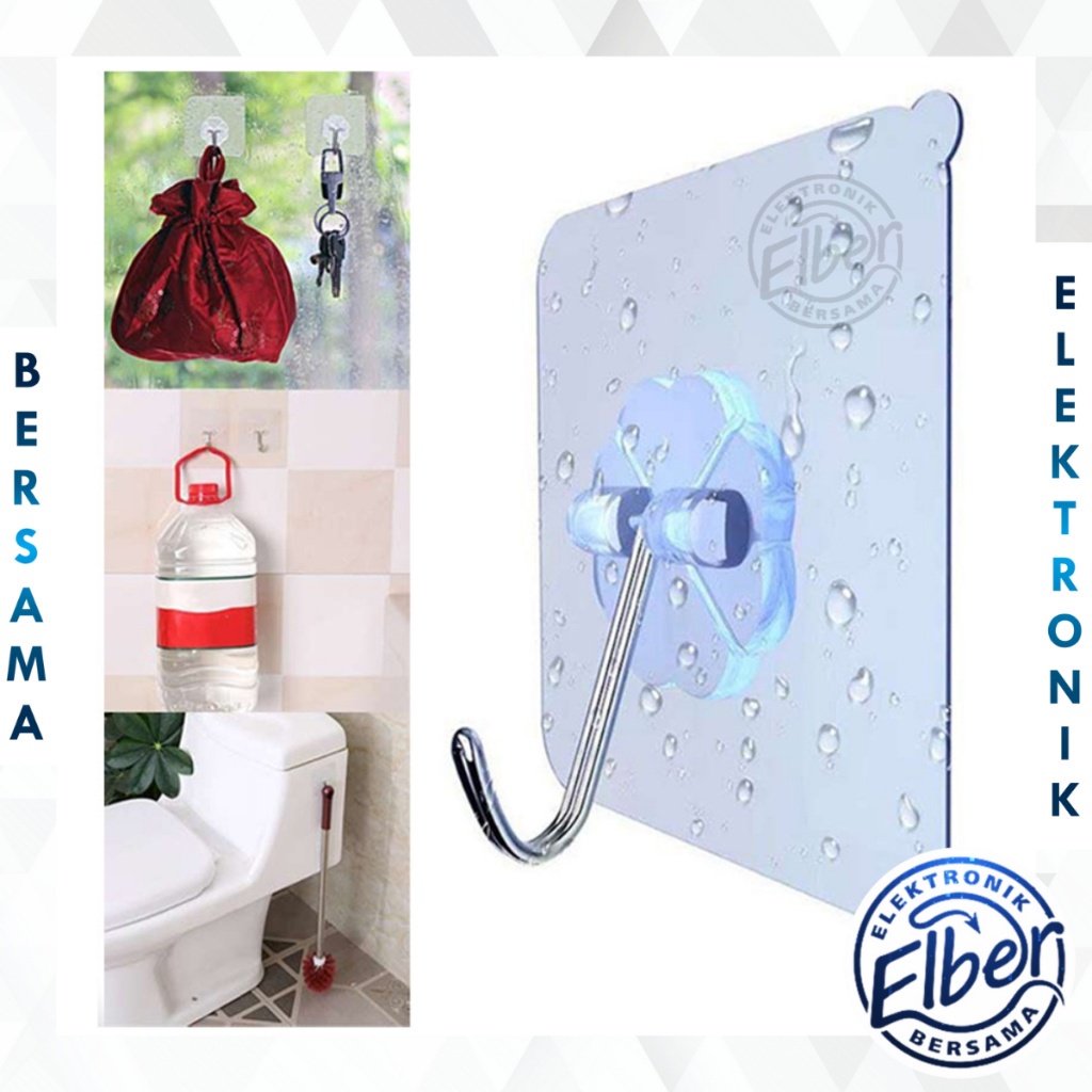 ELBER HL0058 Gantungan Hook Tempel Steaker Transparan Magic Cantolan Baju Murah Y4180