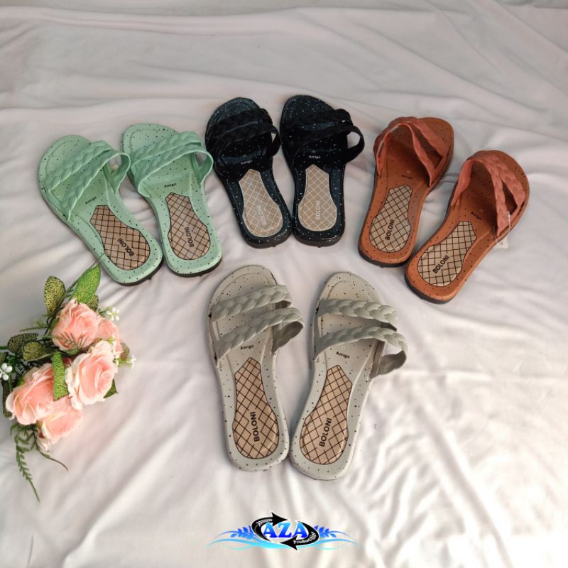 Sandal Boloni Kepang / sandal slop wanita circle