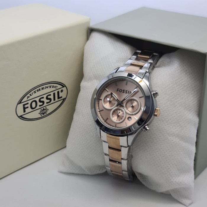 Jam tangan wanita fossil chrono rantai - Hitam