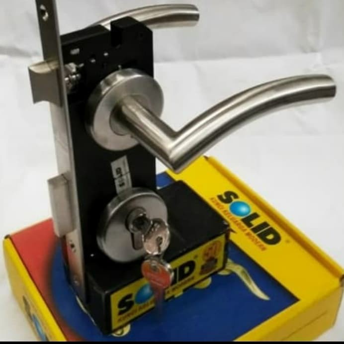 PAKET HANDLE SOLID HRE 6144 / KUNCI PINTU STAINLESS SOLID (KOMPLIT)