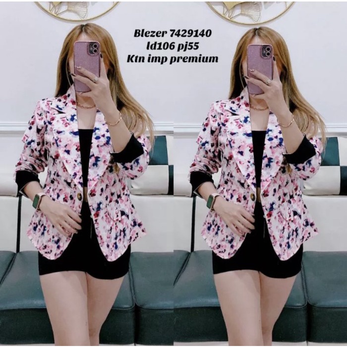 Blazer Bangkok Flower Import Terbaru / Blazer Wanita / Blazer Kantor