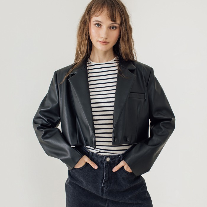 Blzr.Id Blazer Wanita Crop Bi Leather