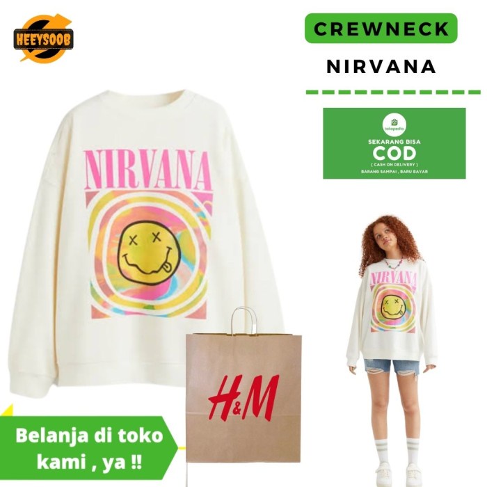 Crewneck Hnm Nirvana Rainbow ,Hoodie Hnm Jaket Sweater Pria Wanita