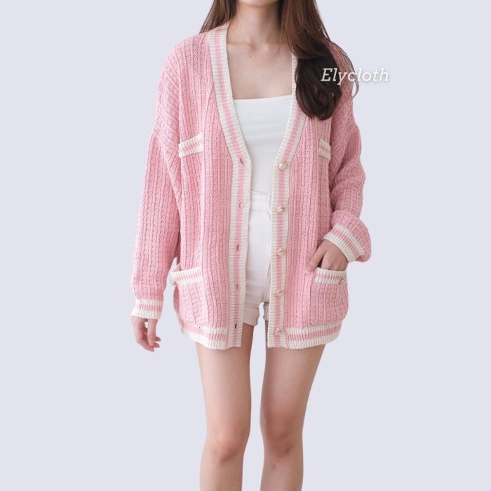Elycloth Diana Cardigan Cardigan Wanita Premium Tweed Knit Import