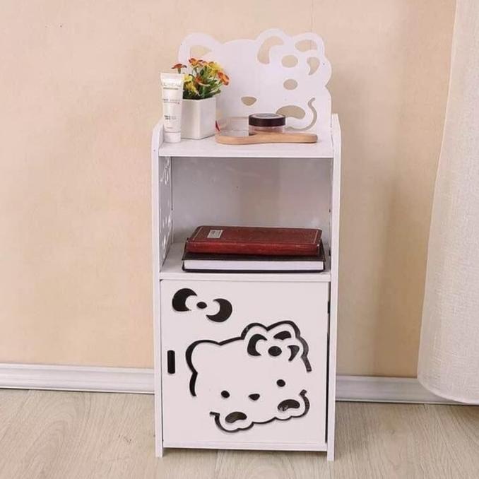 ```````] meja dekorasi putih hello kitty minimalis / lemari buku