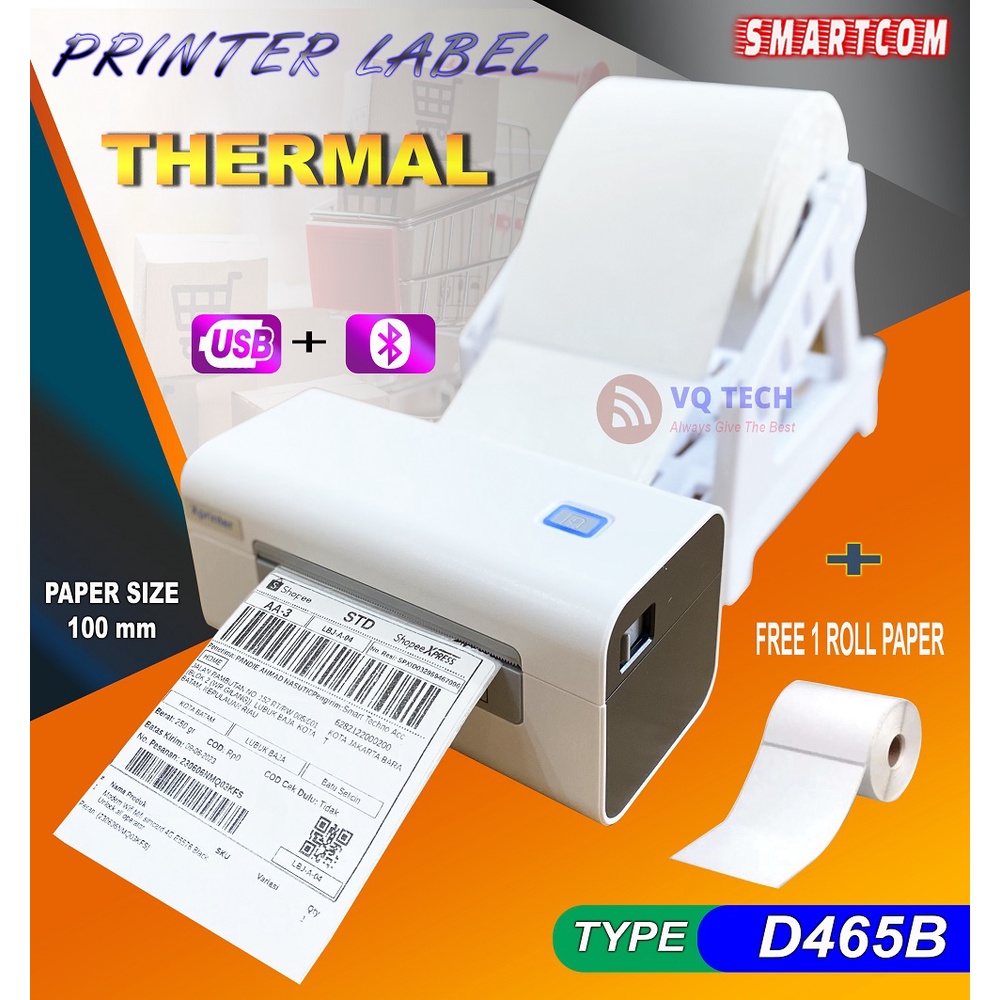 

SMARTCOM - Paket Printer Label Alamat 100 mm / 10 cm / 4 Inch SMARTCOM SM465B + Kertas LABEL 100X150mm