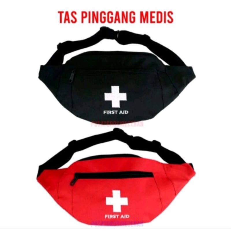 Tas Pinggang P3K First Aid Merah & Hitam