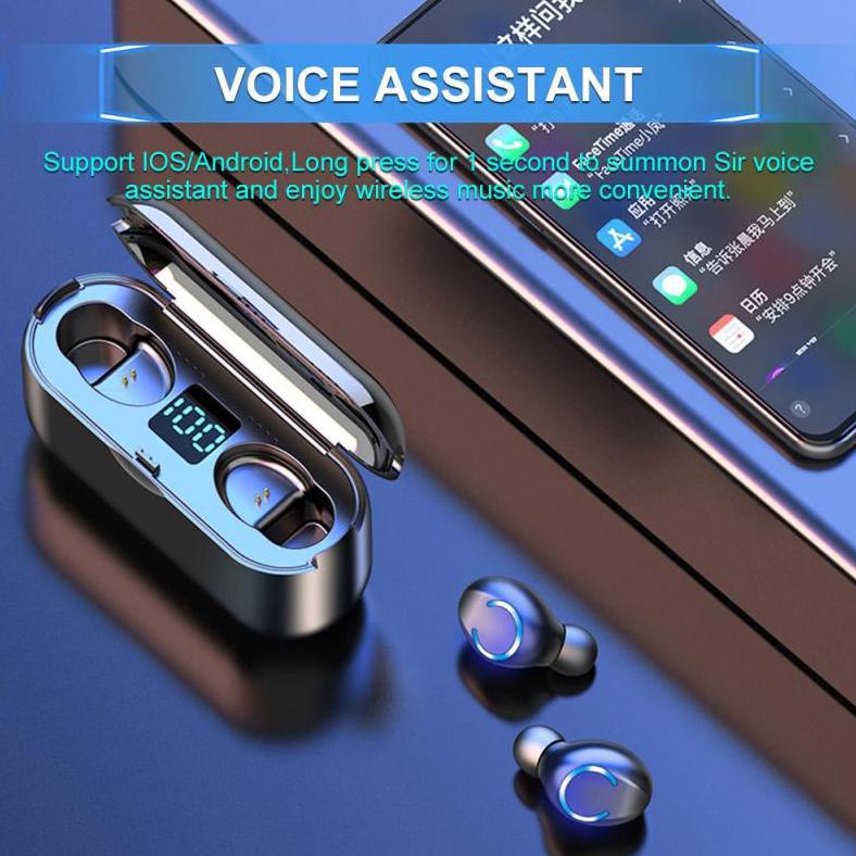 Trendy Enam bulan dalam garansiF9-8 Earphone Bluetooth TWS NIRKabel Power Bank Display Headphone Wir