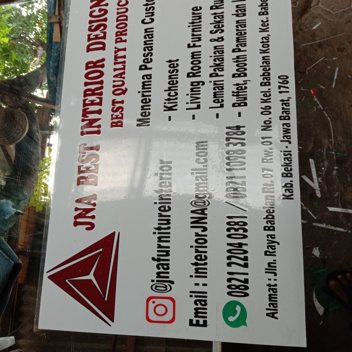 Terlaris Plang Nama Toko + Frame Besi Model 1 Muka