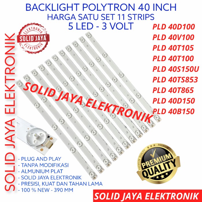 [Ori] Backlight Tv Led Polytron 40 Inc Pld 40T865 40D150 40B150 Lampu Bl 5K Terbaru
