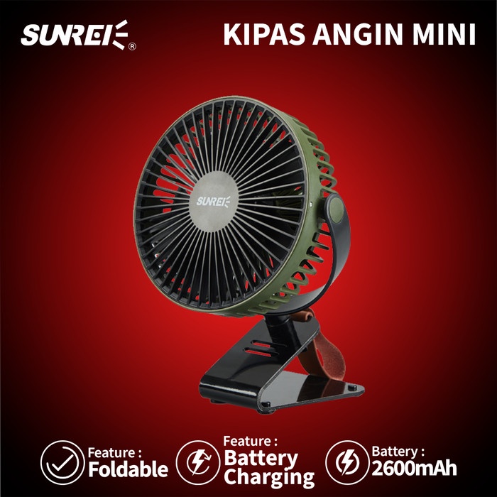 TERLARIS Kipas Angin Sunrei Mini Light Fan Outdoor Elektrik Rechargeable Ringan /KIPAS ANGIN